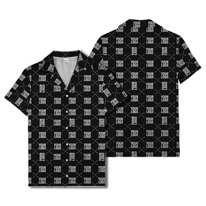 custom logo diamond repeat monochrome hawaiian shirt for men