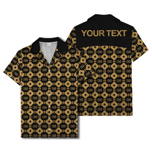 gold mon diamond lattice monogram hawaiian shirt for men