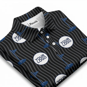 golf flag logo repeat pattern country club golf polo shirt
