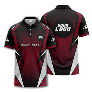 hexagonal grid geometric lines modern tech-inspired polo shirt