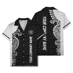 polynesian tribal tattoo motifs black white custom logo hawaiian shirt