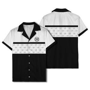 retro bowling custom logo repeat hawaiian shirt for men