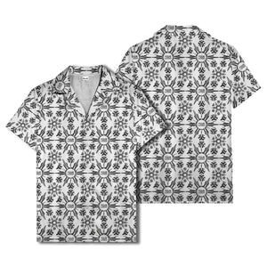 watercolor palm leaf repeat tropical hawaiian shirt for men