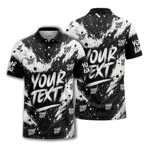 abstract splatter paint with customizable text artistic polo shirt