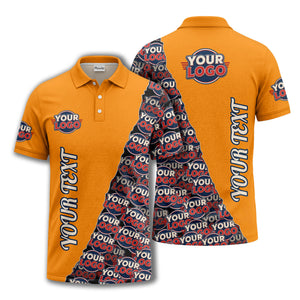 custom logo repeat vertical text pattern personalized polo shirt