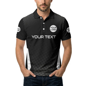 custom logo text overlay polka dot golf polo shirt