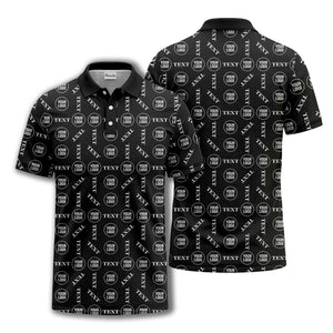 custom logo & text repeat all over print polo shirt