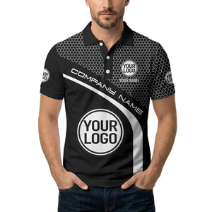 hexagonal grid monogram logo corporate polo shirt for men