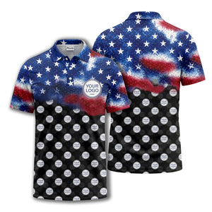 stars & stripes american flag custom logo all over print polo shirt