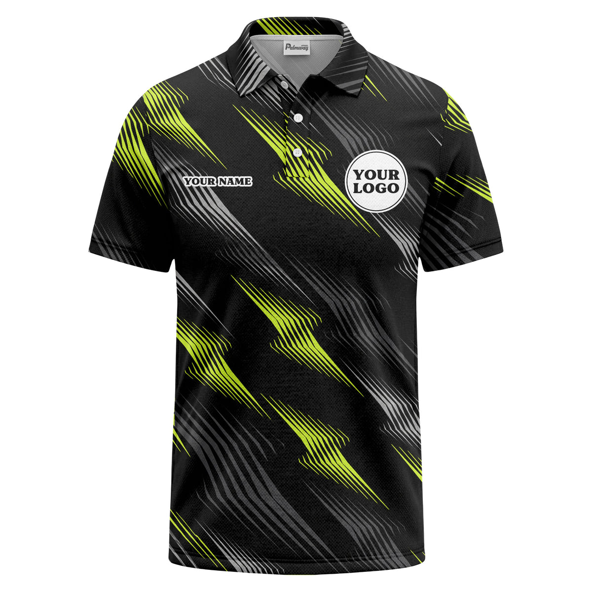Custom Dynamic Speed Lines Graphic Short Sleeve Polo Shirt - Personalized Name & Logo Athletic Golf Polo