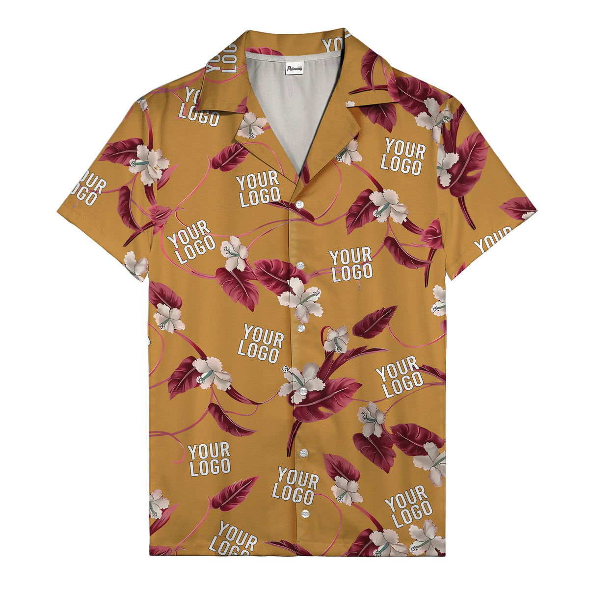 watercolor hibiscus & monstera black hawaiian shirt for men