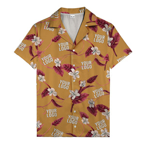 watercolor hibiscus & monstera black hawaiian shirt for men