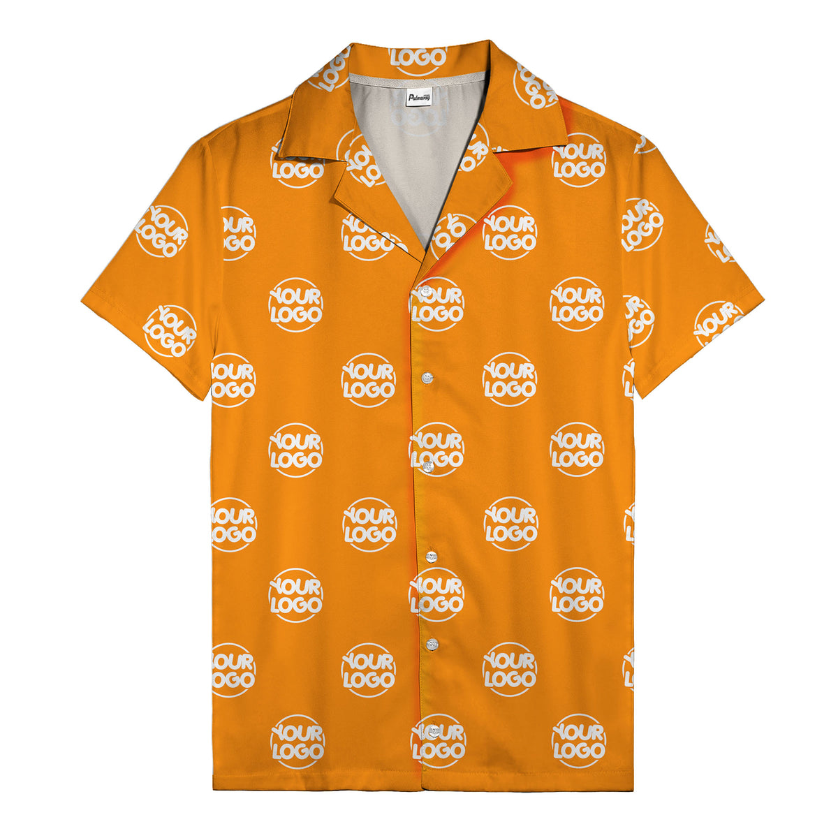 custom logo repeat black white grid hawaiian shirt for men