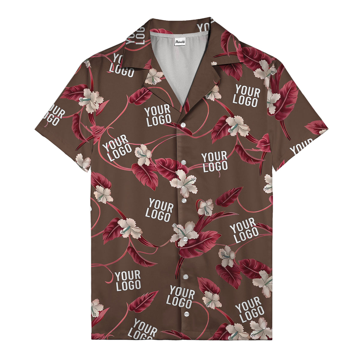 watercolor hibiscus & monstera black hawaiian shirt for men