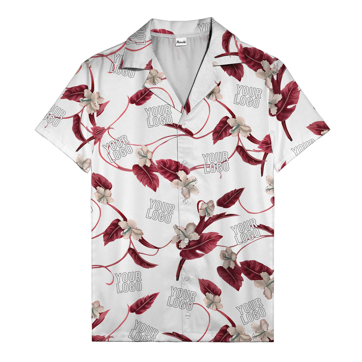watercolor hibiscus & monstera black hawaiian shirt for men