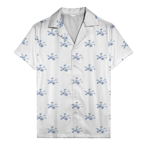 customizable logo & blue hibiscus watercolor hawaiian shirt for men