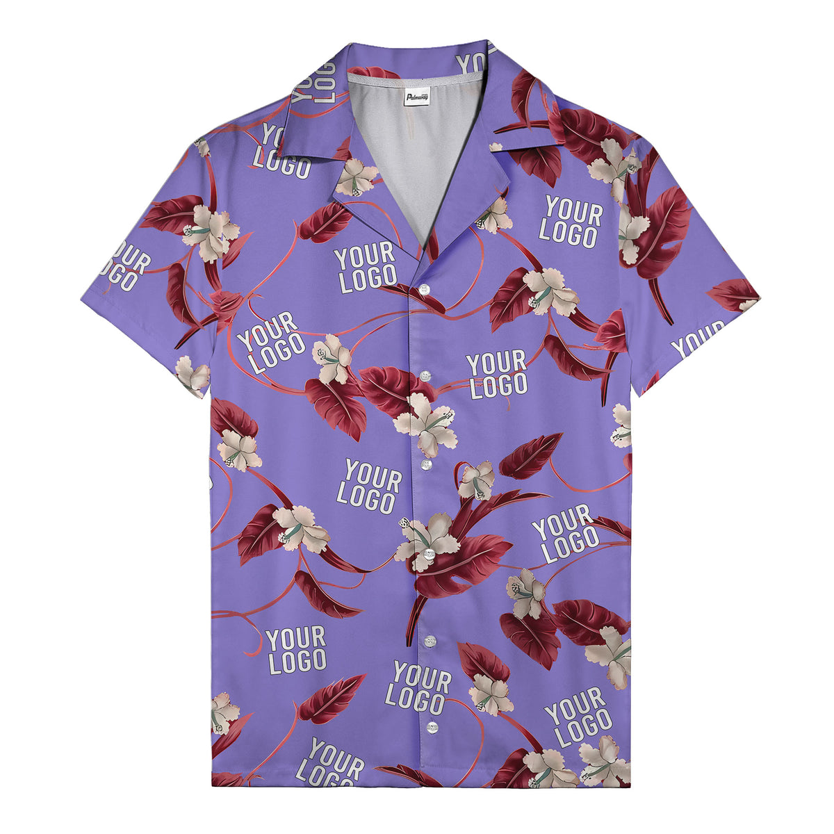 watercolor hibiscus & monstera black hawaiian shirt for men