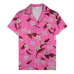 watercolor hibiscus & monstera black hawaiian shirt for men