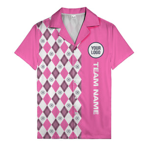 argyle diamond repeat black white custom logo team name hawaiian shirt