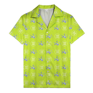 customizable logo & blue hibiscus watercolor hawaiian shirt for men