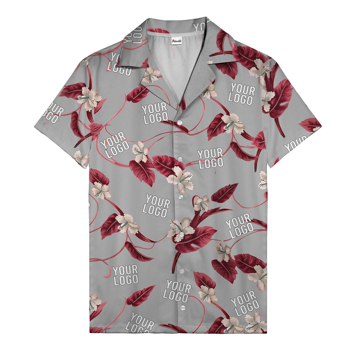 watercolor hibiscus & monstera black hawaiian shirt for men