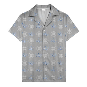 customizable logo & blue hibiscus watercolor hawaiian shirt for men