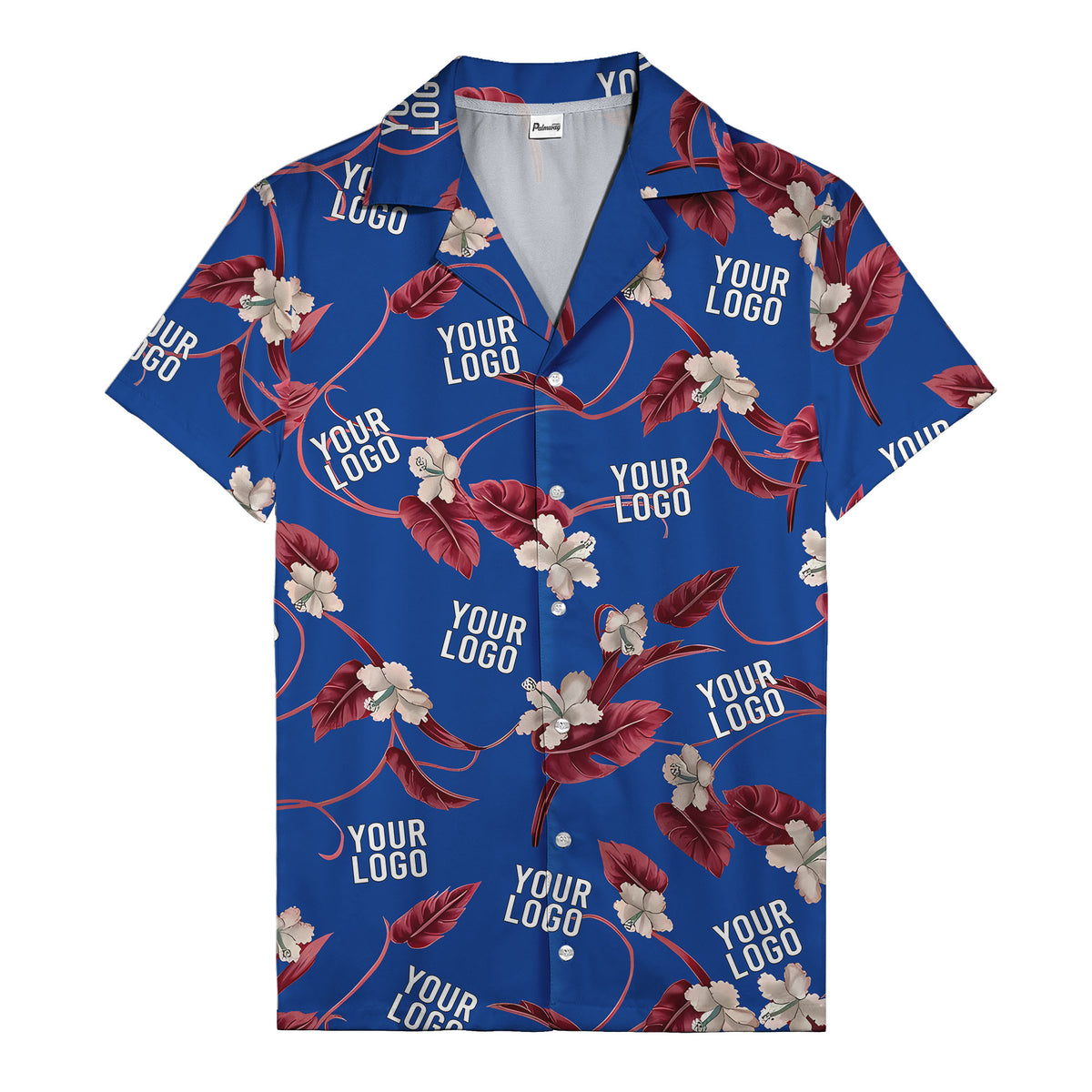 watercolor hibiscus & monstera black hawaiian shirt for men