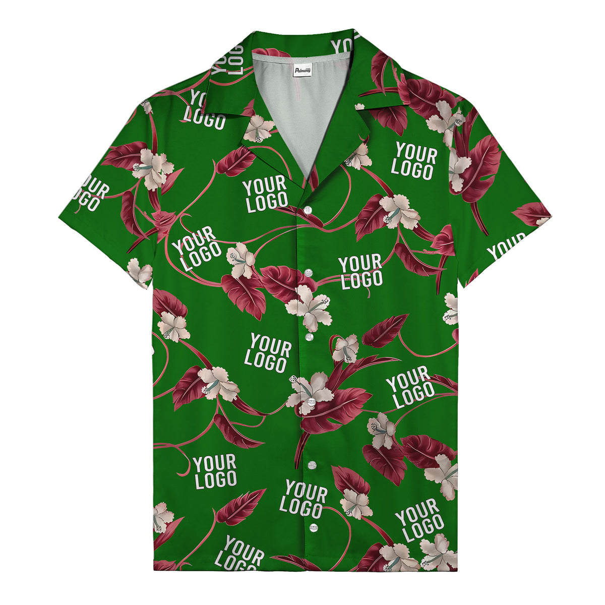 watercolor hibiscus & monstera black hawaiian shirt for men