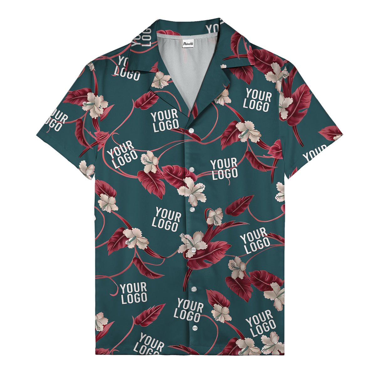 watercolor hibiscus & monstera black hawaiian shirt for men