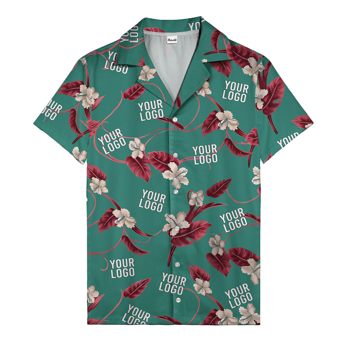 watercolor hibiscus & monstera black hawaiian shirt for men