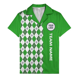 argyle diamond repeat black white custom logo team name hawaiian shirt