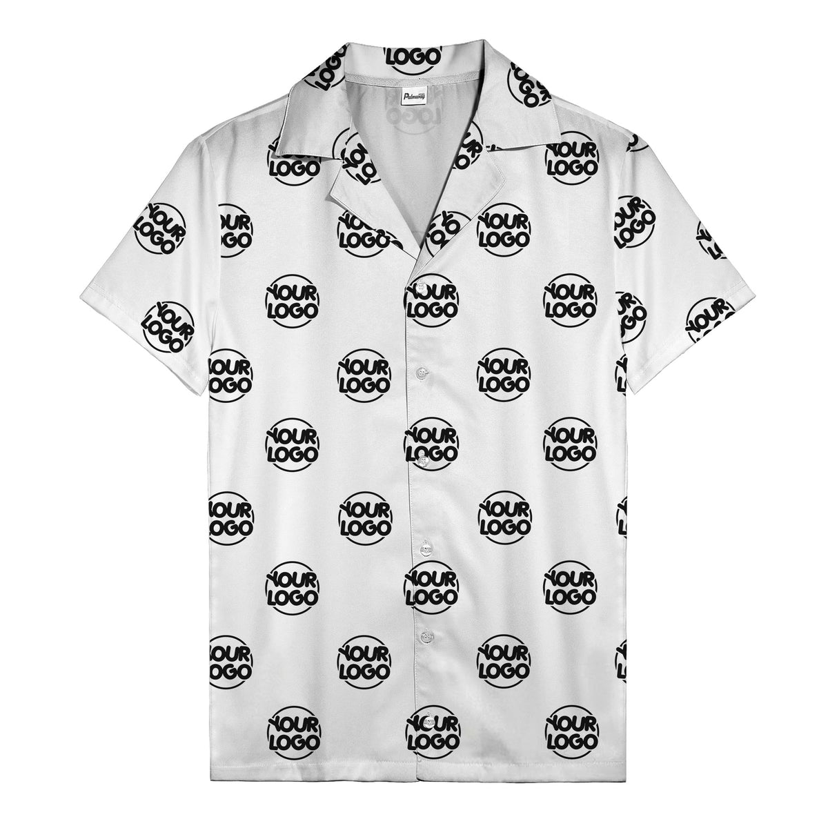 custom logo repeat black white grid hawaiian shirt for men