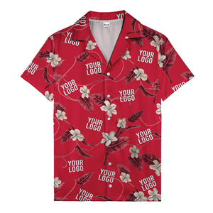 watercolor hibiscus & monstera black hawaiian shirt for men