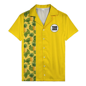Juicy Pineapple Leaf Party Yellow Hawaiian Shirt For Men