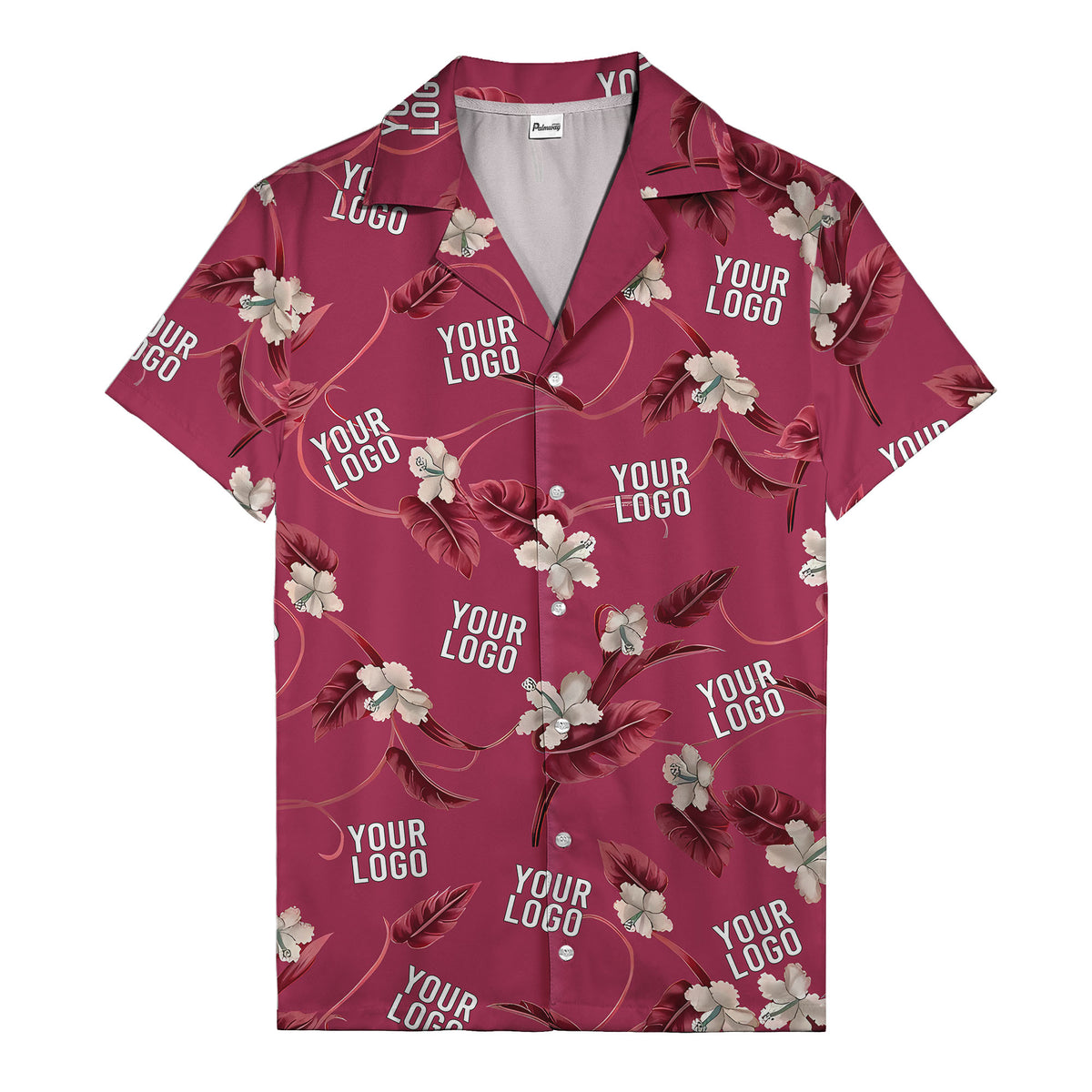 watercolor hibiscus & monstera black hawaiian shirt for men
