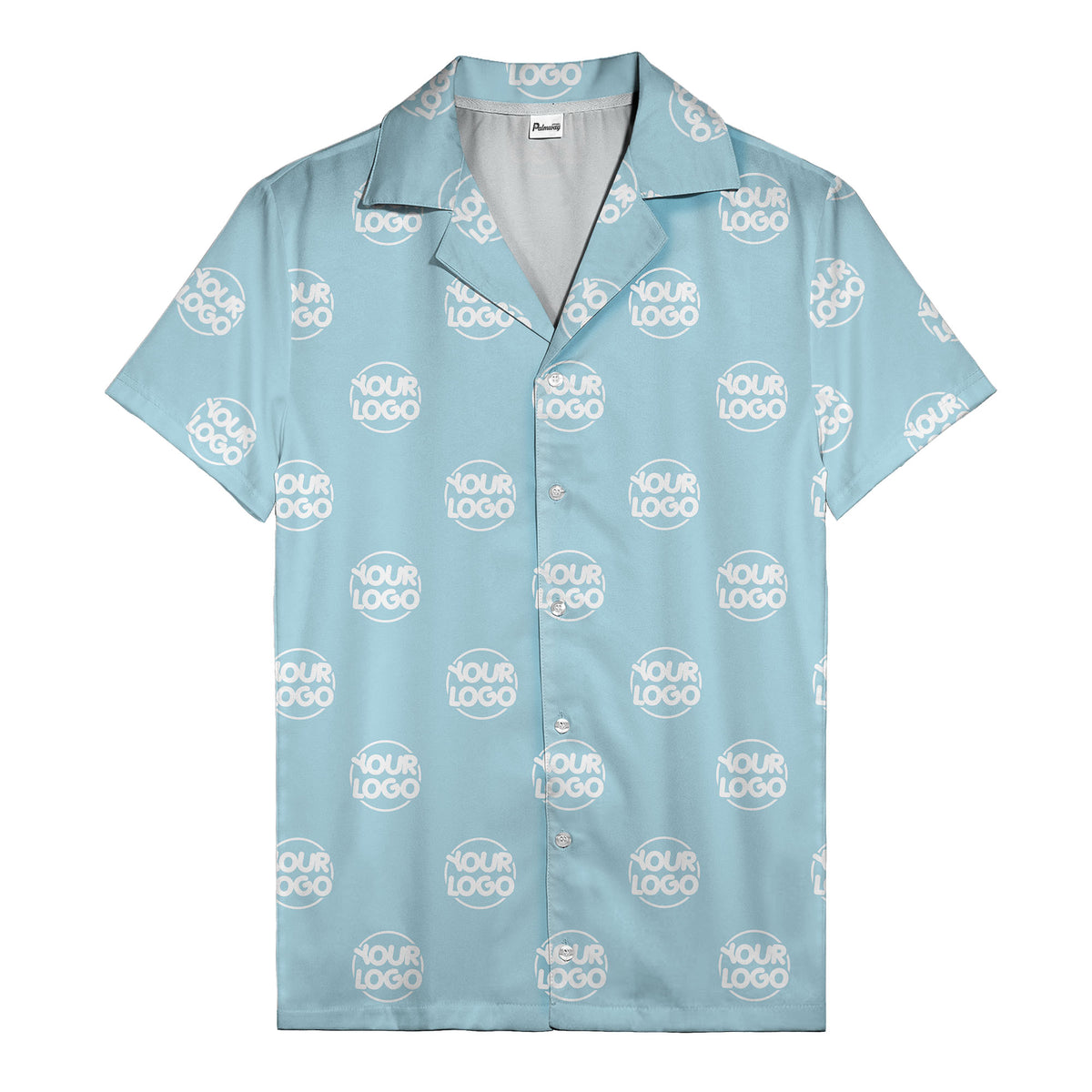 custom logo repeat black white grid hawaiian shirt for men