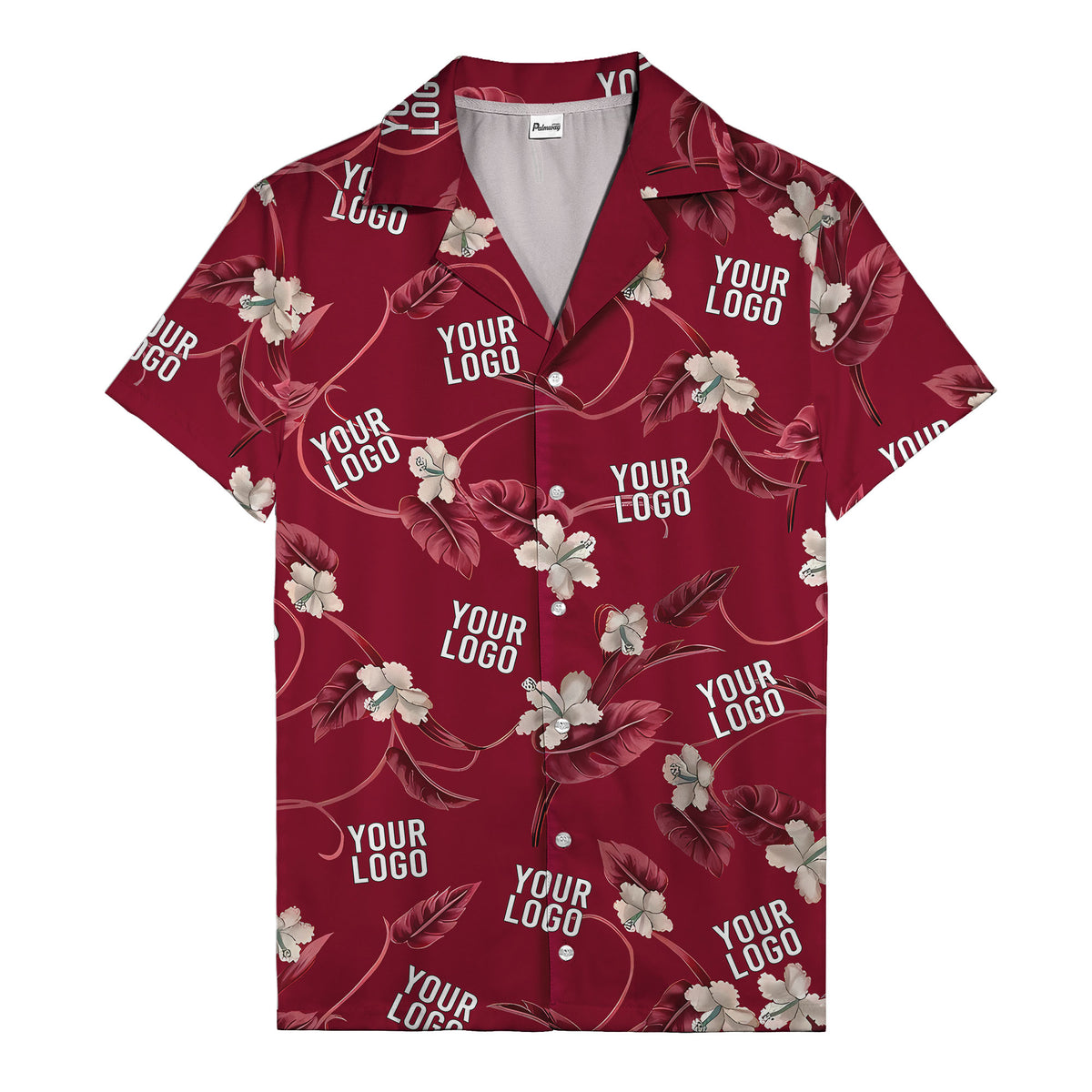 watercolor hibiscus & monstera black hawaiian shirt for men