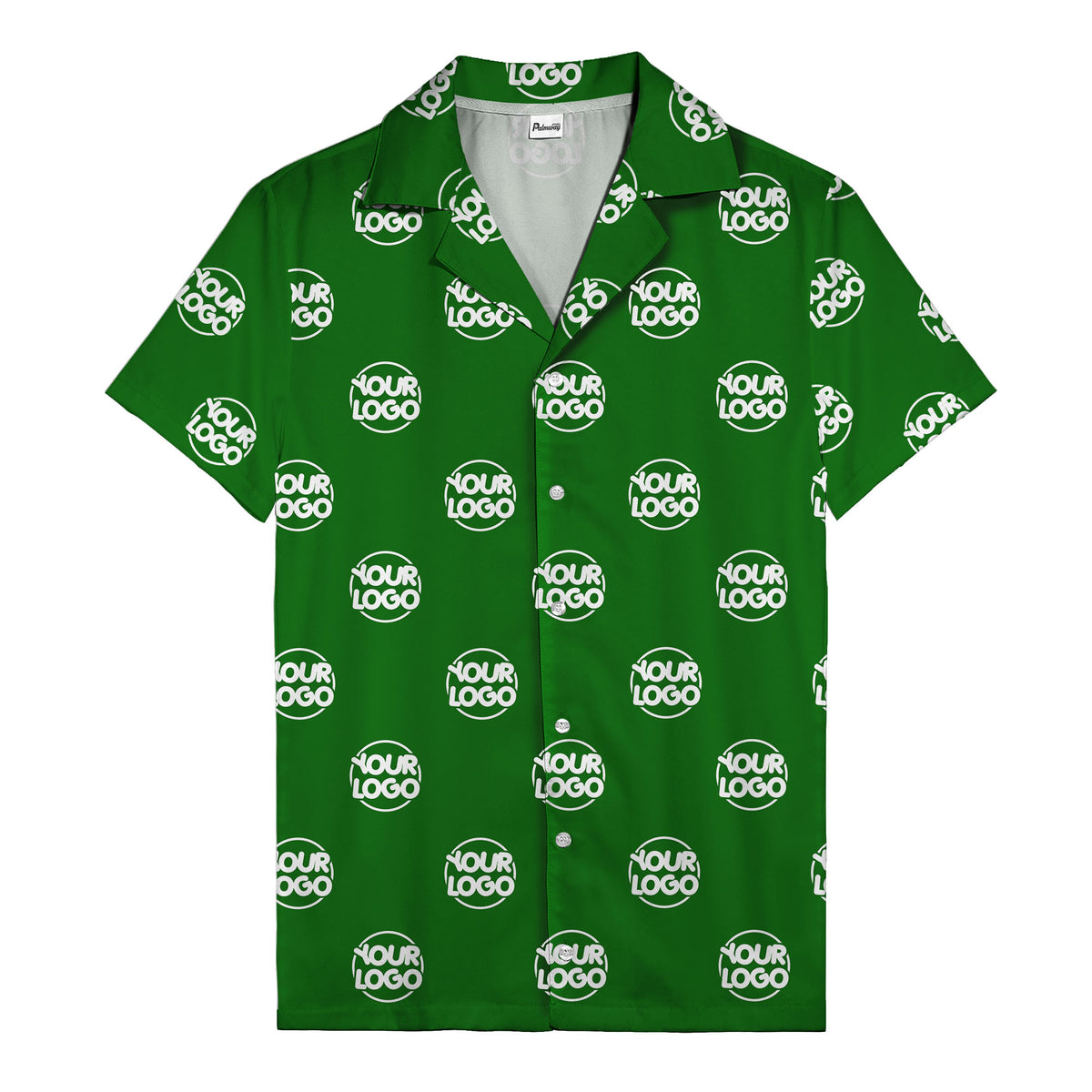 custom logo repeat black white grid hawaiian shirt for men