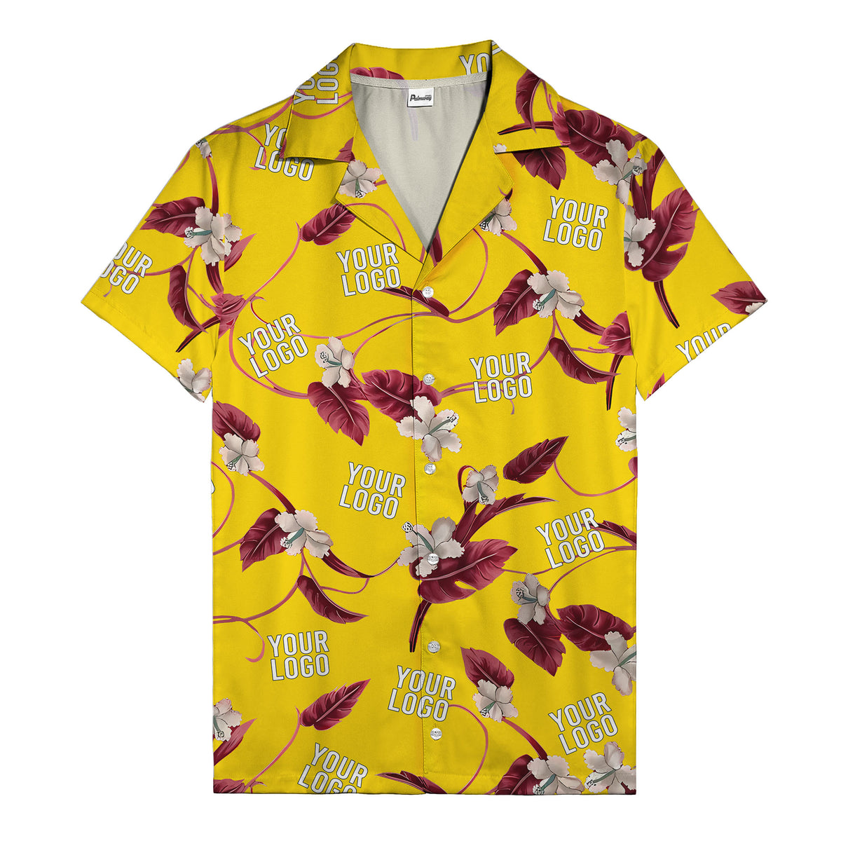 watercolor hibiscus & monstera black hawaiian shirt for men