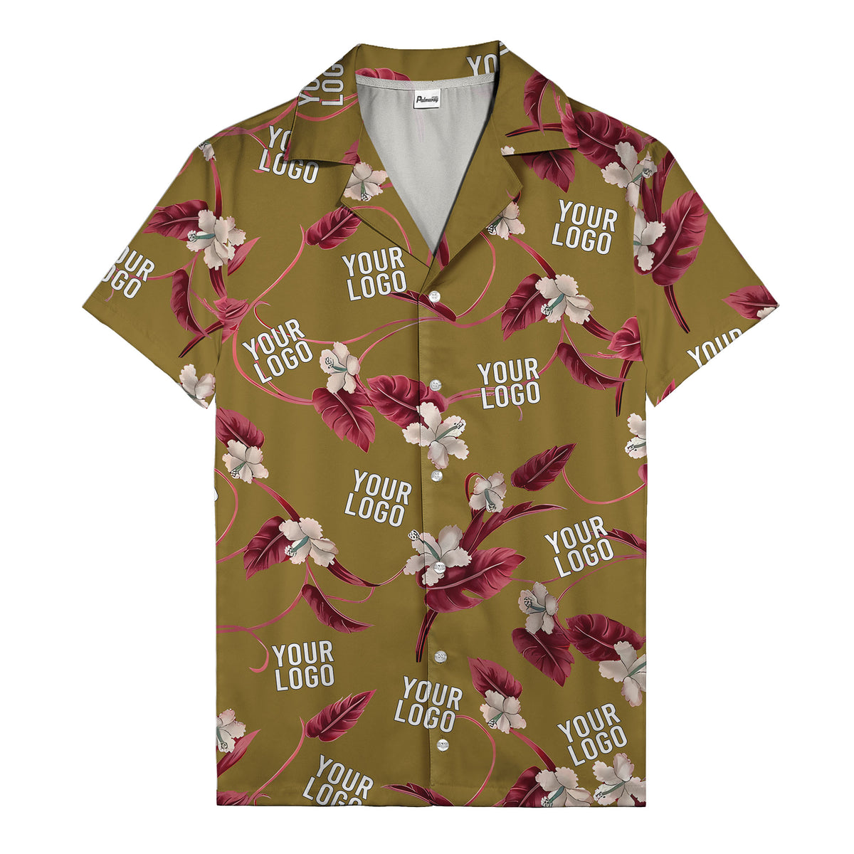 watercolor hibiscus & monstera black hawaiian shirt for men