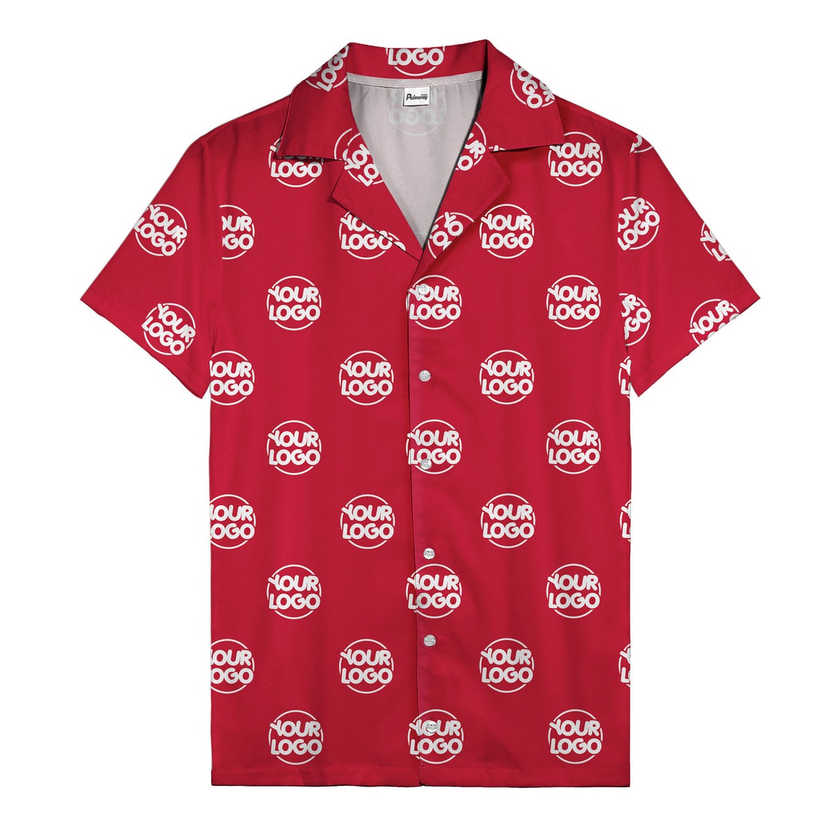 custom logo repeat black white grid hawaiian shirt for men