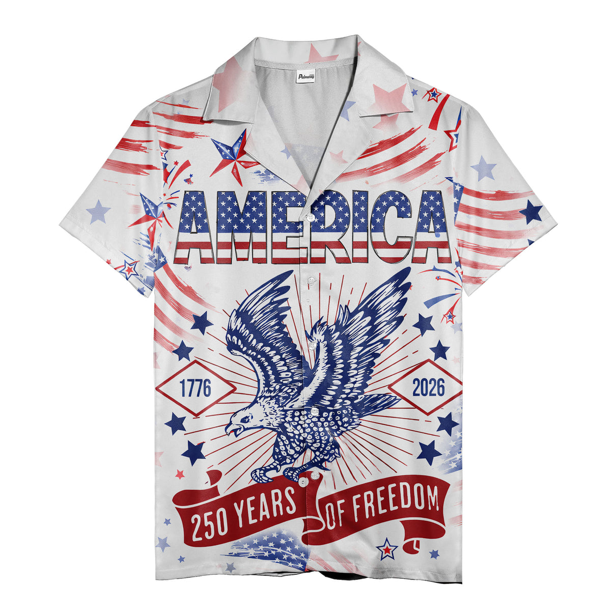 american bald eagle hawaiian shirt with stars and stripes, patriotic aloha shirt