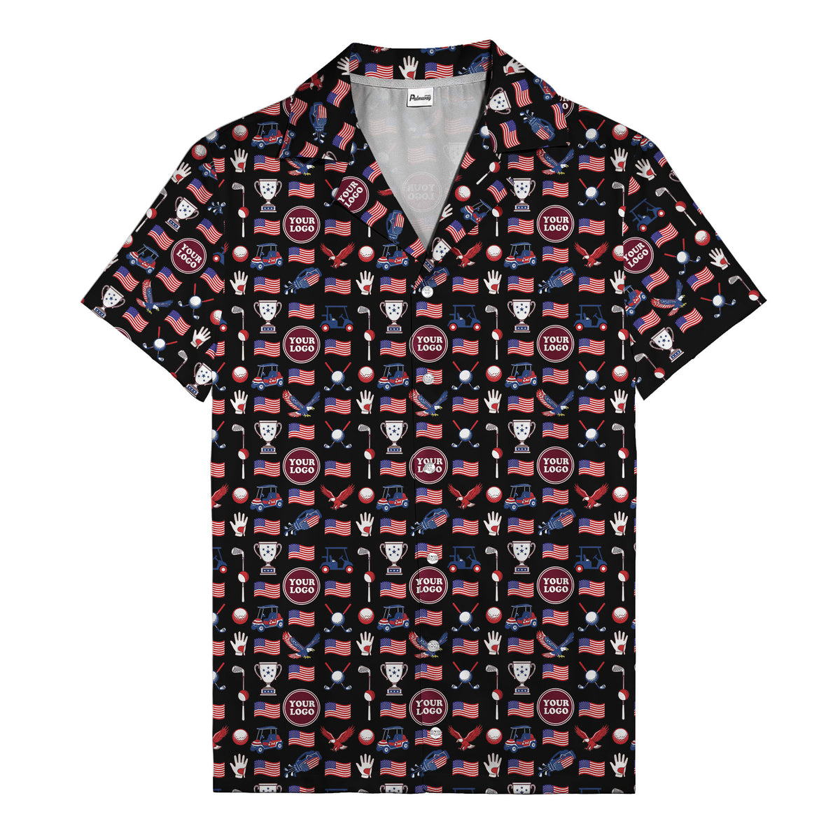 american flag eagle golf cart trophy hawaiian shirt for men