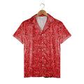 Bandana-Style Hawaiian Shirt with Intricate Paisley in Red White Black