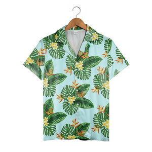 Bird of Paradise Hawaiian Shirt in Sky Blue and Emerald
