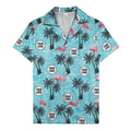 caribbean flamingos & palm trees vintage aloha hawaiian shirt