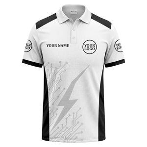 circuit board lightning bolt graphic modern tech polo shirt
