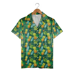 Colorful Hibiscus and Pineapple Hawaiian Shirt Tropical Medley