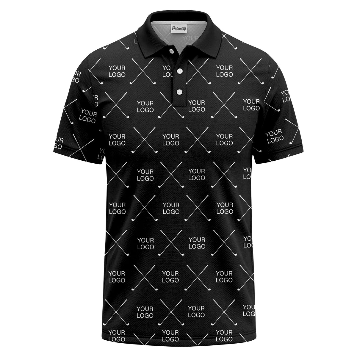 crossed golf clubs & logo repeat graphic polo shirt for men