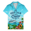 cruise ship parrot & guitar beach scene hawaiian shirt